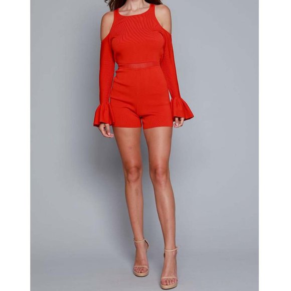 NWT Large Jonathan Simkhai Knit Cold Shoulder Romper - Picture 2 of 12